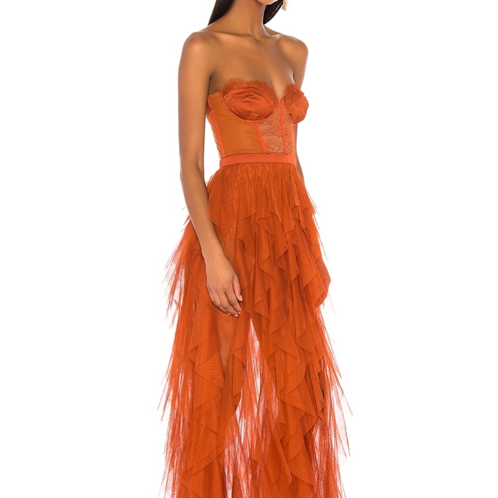 Elegant Orange Strapless Gown